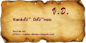Vankó Dénes névjegykártya
